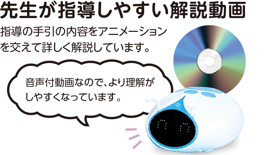 先生が指導しやすい解説動画。指導の手引の内容をアニメーションを交えて詳しく解説しています。