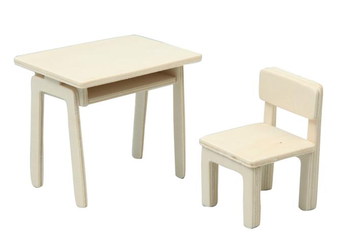 机と椅子ジオラマベース小（木製）1