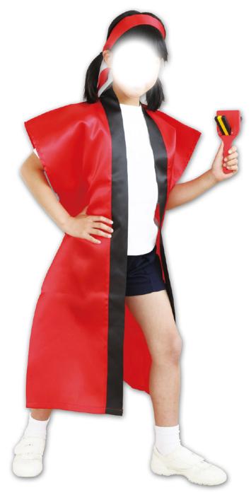 サテンロングハッピ　赤　S（ハチマキ付）2