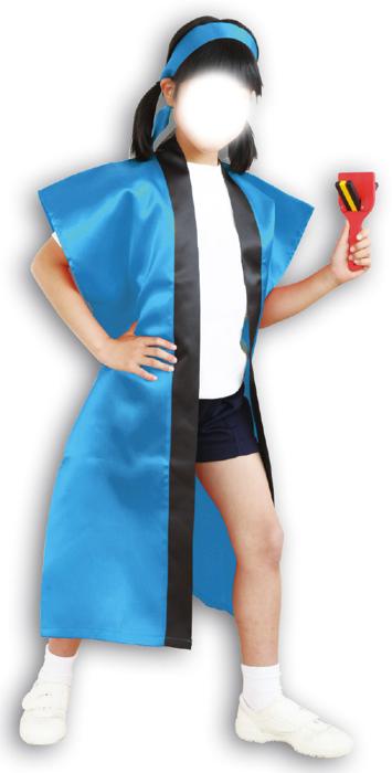 サテンロングハッピ　青　S（ハチマキ付）2