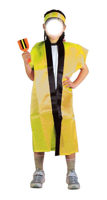 サテンロングハッピ　黄　S（ハチマキ付）2