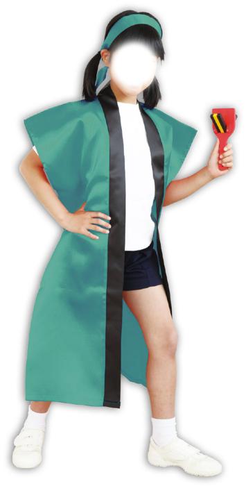 サテンロングハッピ　緑　S（ハチマキ付）2