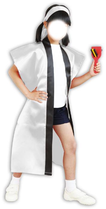 サテンロングハッピ　白　S（ハチマキ付）2