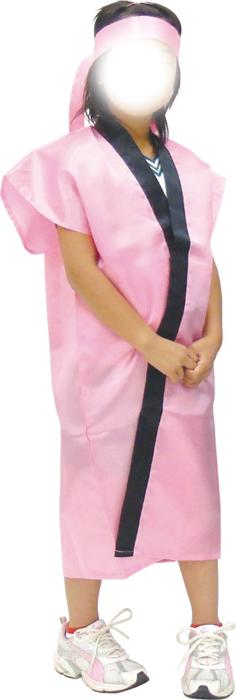 サテンロングハッピ　桃　L（ハチマキ付）1