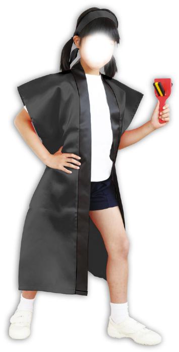 サテンロングハッピ　黒　L（ハチマキ付）2