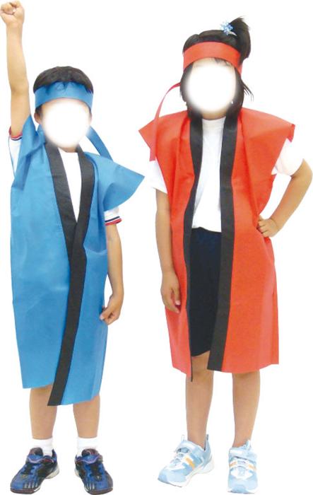 ロングハッピ不織布　赤　J（ハチマキ付）2