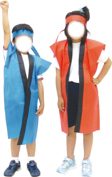 ロングハッピ不織布　青　J（ハチマキ付）2