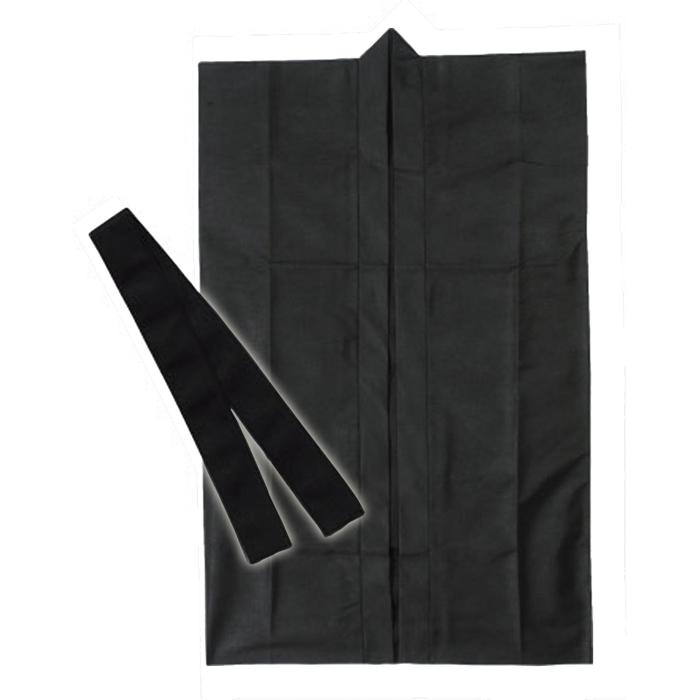 ロングハッピ不織布　黒　J（ハチマキ付）0