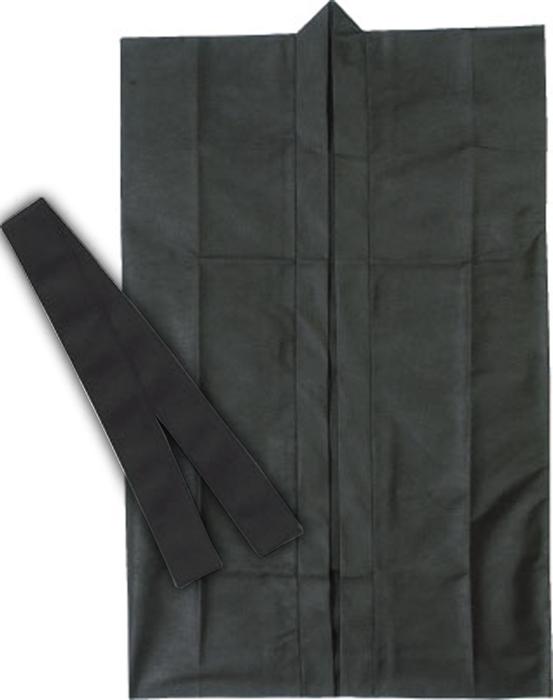 ロングハッピ不織布　黒　S（ハチマキ付）0