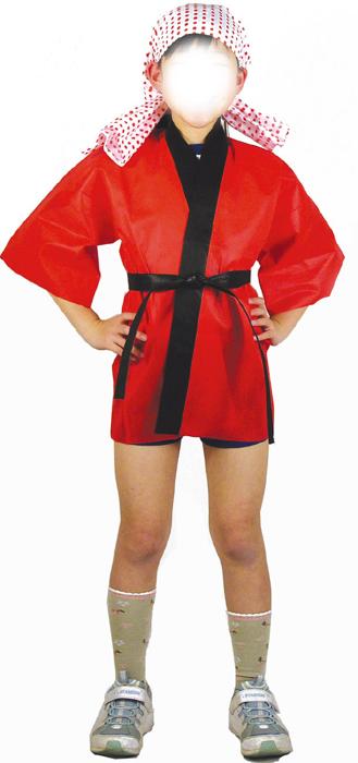 カラー不織布ハッピ 赤 子供用 J1