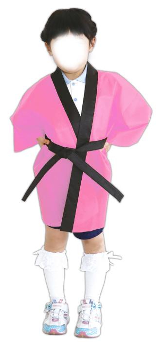 カラー不織布ハッピ　桃　子供用　J2