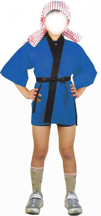 カラー不織布ハッピ　青　子供用　S4