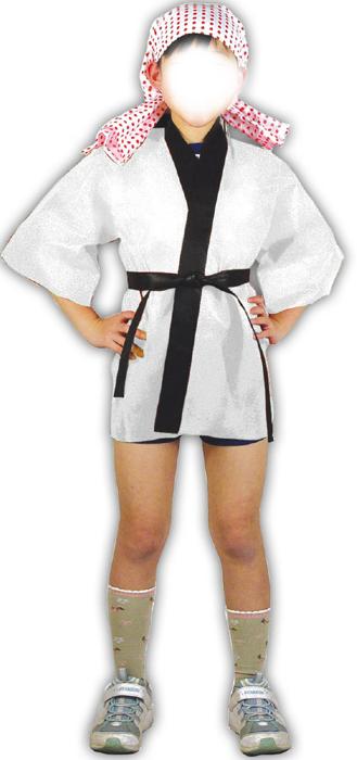 カラー不織布ハッピ　白　子供用　S2