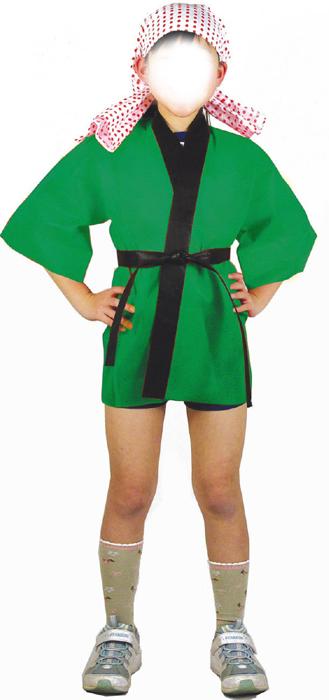 カラー不織布ハッピ 緑 子供用 S2