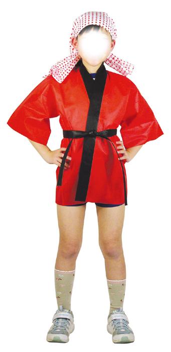 カラー不織布ハッピ　赤　大人用　L1