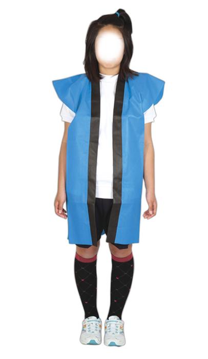 ロングハッピ不織布　黒　襟赤　S（ハチマキ付）2