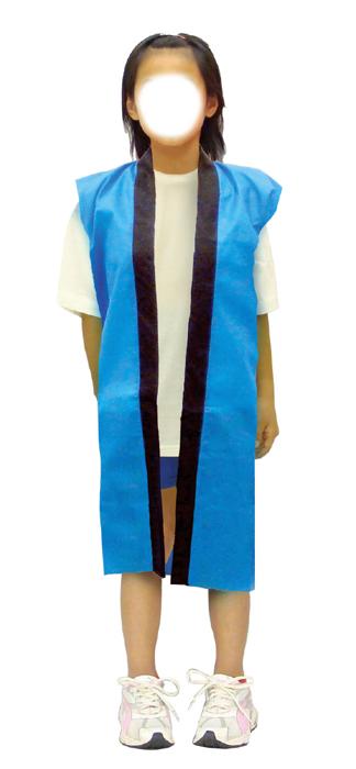 サテンロングハッピ　黒　襟赤　S（ハチマキ赤付）3