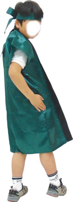 サテンロングハッピ　黒　襟赤　L（ハチマキ赤付）4