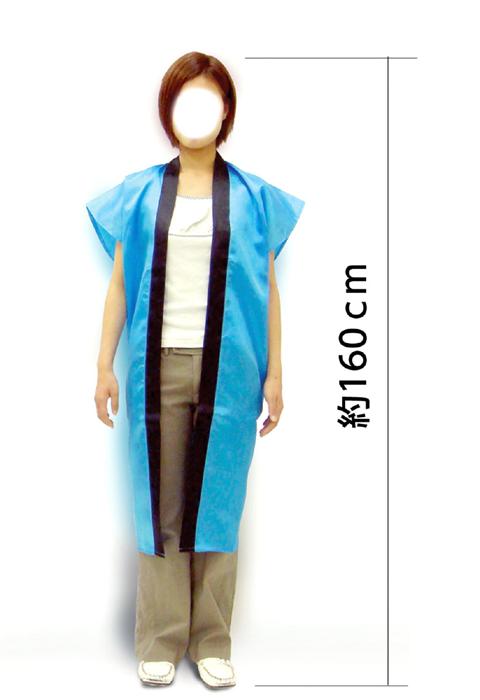 サテンロングハッピ　黒　襟黄　L（ハチマキ付）3