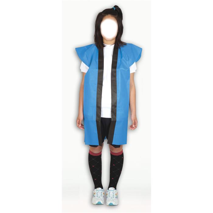 ロングハッピ不織布　黒　襟黄　S（ハチマキ付）2