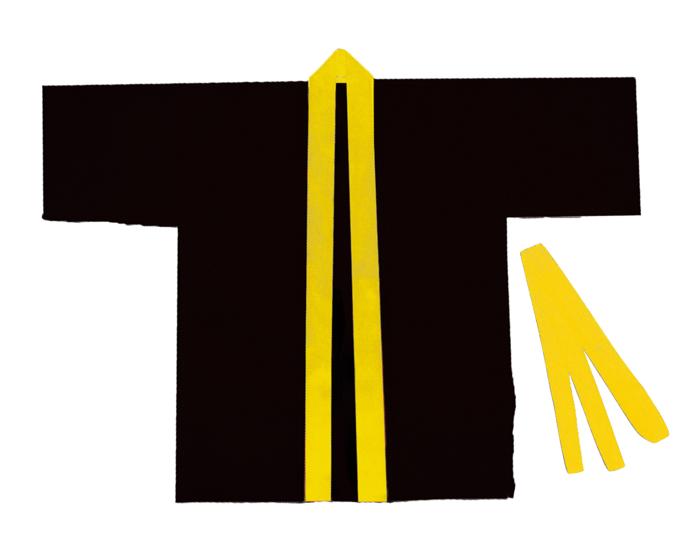 カラー不織布ハッピ　黒　襟黄　子供用　S0