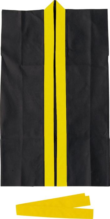 ロングハッピ不織布　黒　襟黄　J（ハチマキ付）0