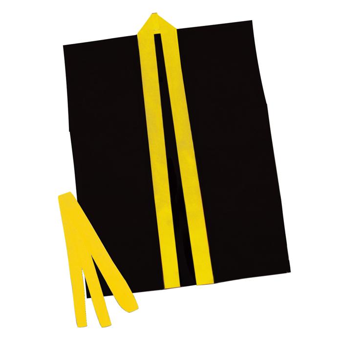 カラー不織布ハッピ　袖無　黒　襟黄　子供用　S1