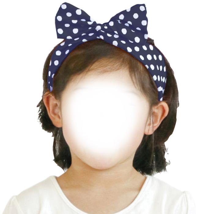 かんたんリボンカチューシャ　ネイビー3