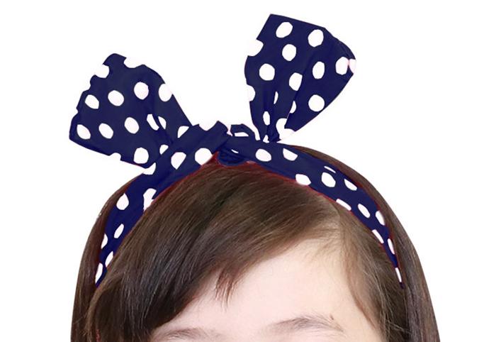 かんたんリボンカチューシャ　ネイビー4