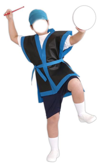 カラー不織布　エイサー打掛　黒　襟青　J（帯付）1