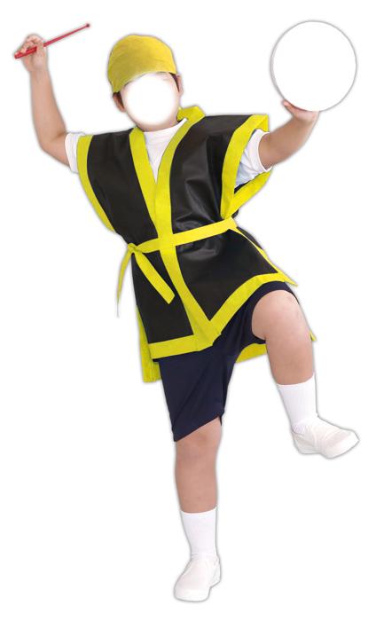 カラー不織布　エイサー打掛　黒　襟黄　J（帯付）1