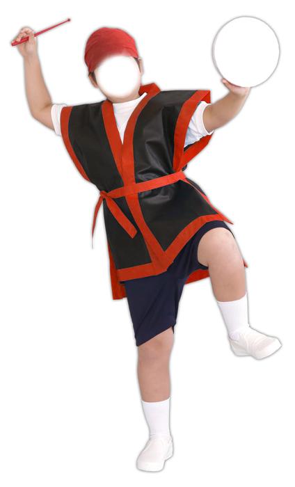 カラー不織布　エイサー打掛　黒　襟赤　S（帯付）2