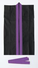 ロングハッピ不織布　黒　襟紫　S（ハチマキ付）