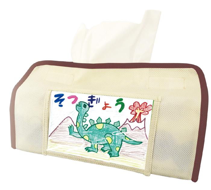 プレゼント　ティッシュカバー　ベージュ2