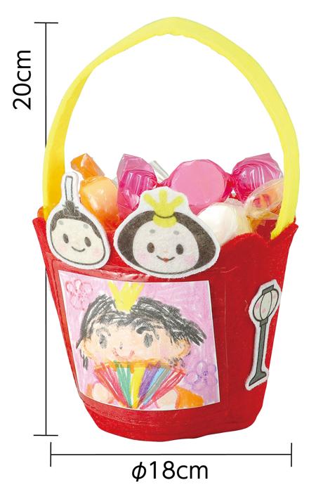 バケツ型フェルト小物入れ　ひなまつり1