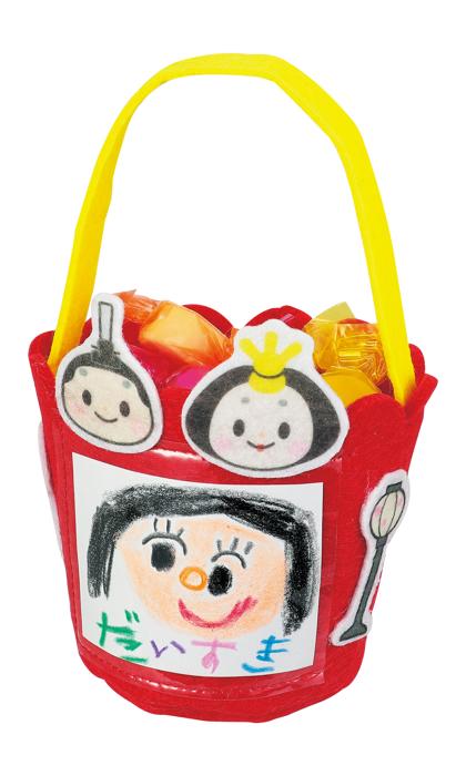 バケツ型フェルト小物入れ　ひなまつり3