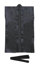 ソフトサテン　ロングハッピ　黒　L（ハチマキ付）