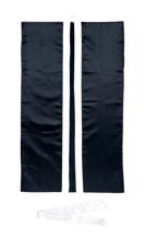 ソフトサテン　ロングハッピ　黒　襟銀　L（ハチマキ付）