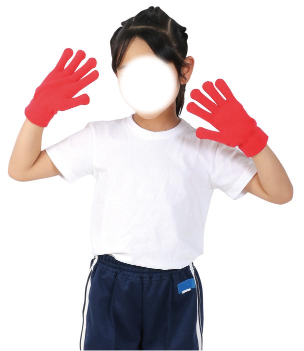 カラーのびのび手袋　大　赤1