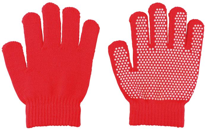 カラーのびのび手袋　すべり止め付　赤0