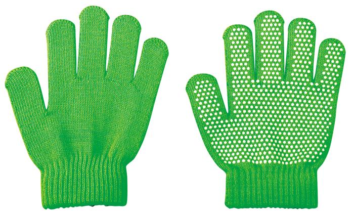 カラーのびのび手袋　すべり止め付　蛍光グリーン0