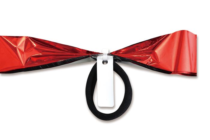 ハンドフリーチアポンポン名札付　レッドシルバー1