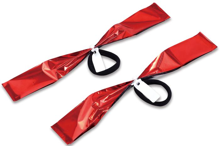 ハンドフリーチアポンポン名札付　レッドシルバー2