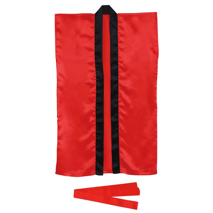 ソフトサテン　ロングハッピ　赤　M（ハチマキ付）0