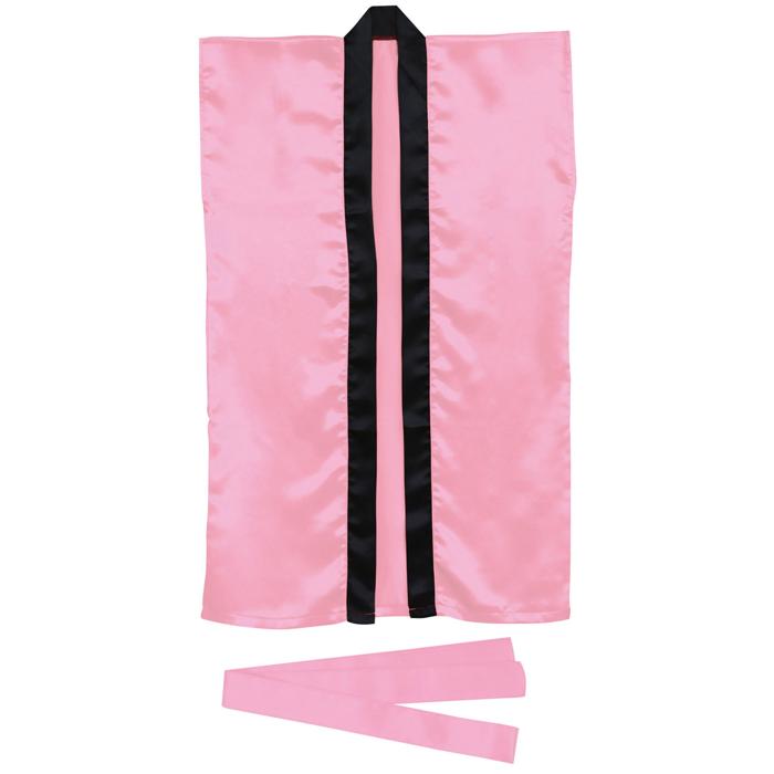 ソフトサテン　ロングハッピ　桃　L（ハチマキ付）1