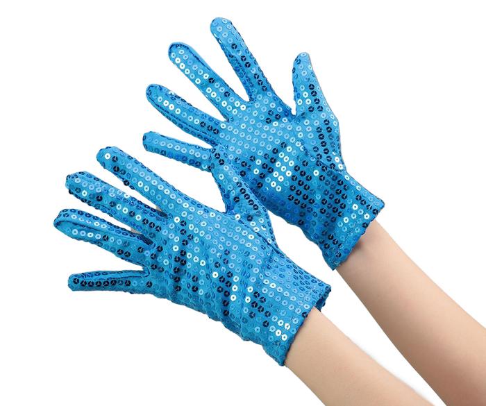 スパンコール手袋　大人用　青1
