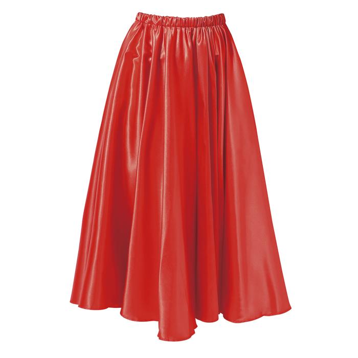 ソフトサテン　ロングスカート　赤　L0