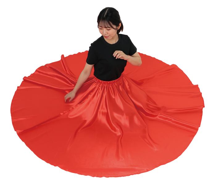 ソフトサテン　ロングスカート　赤　L5