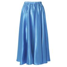 ソフトサテン　ロングスカート　青　L