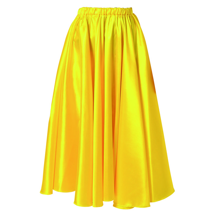 ソフトサテン　ロングスカート　黄　L0